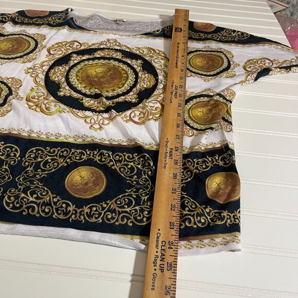 CACHE Sz M Black/White Baroque & Chain Lightweight Knit Tunic Top - Picture 9 of 11